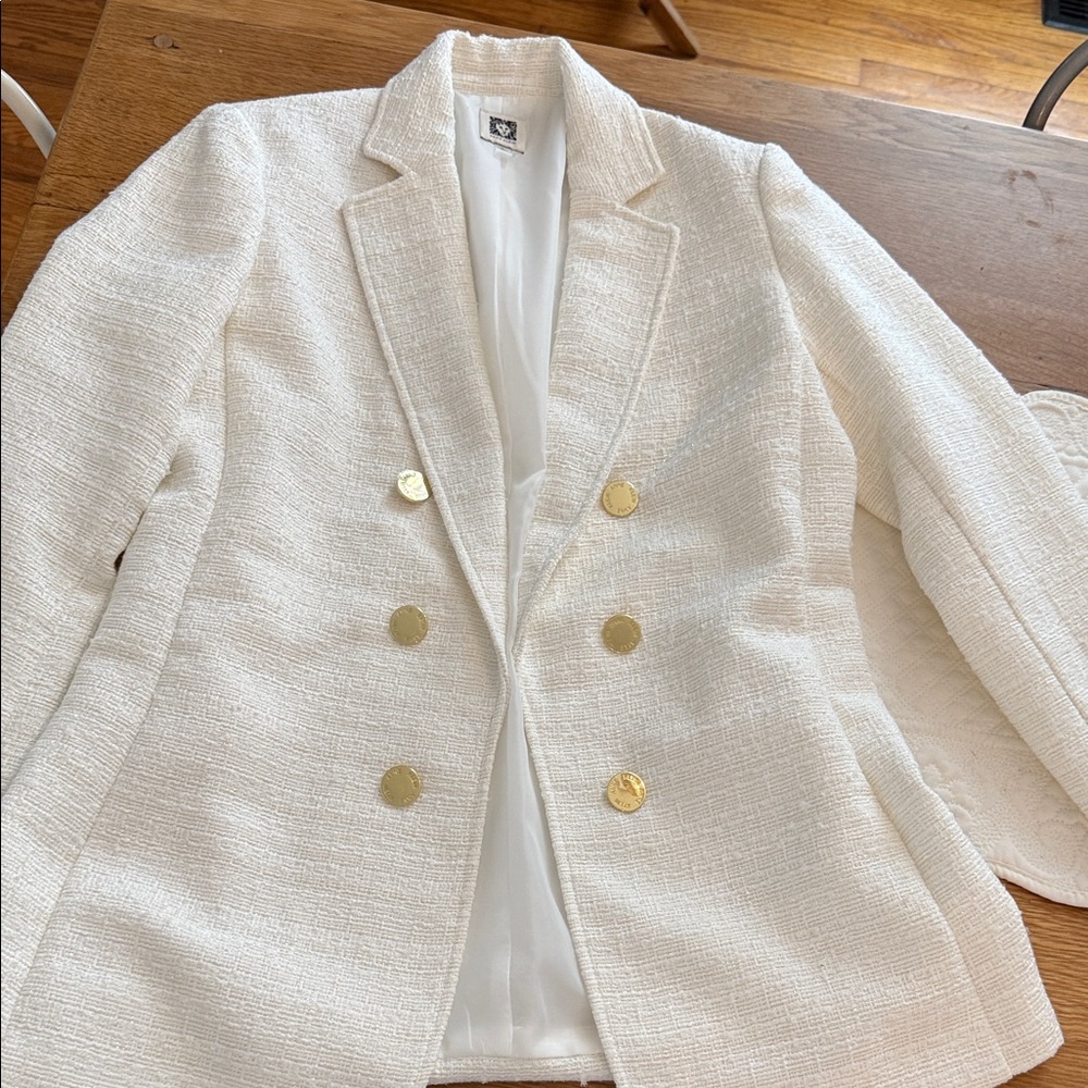 Anne Klein Textured Cream Blazer